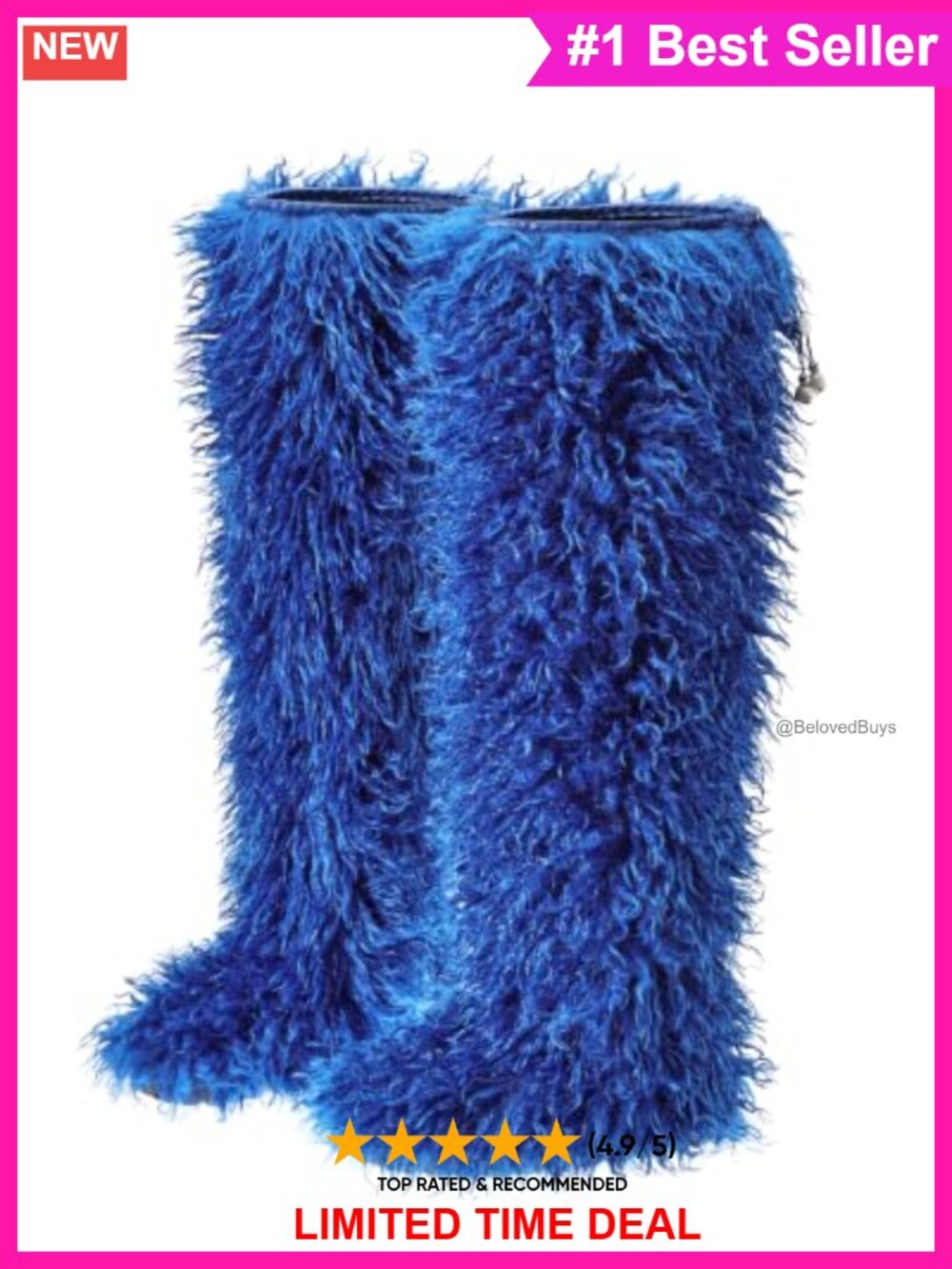 Faux Fur Thigh-High Over-the-Knee Boots Drawstring Y2K Flat Sole
